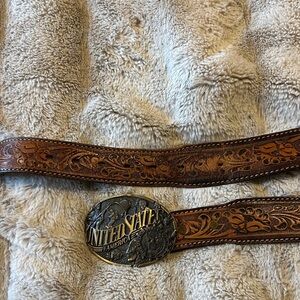 United States Embossed Brown Leather Belt